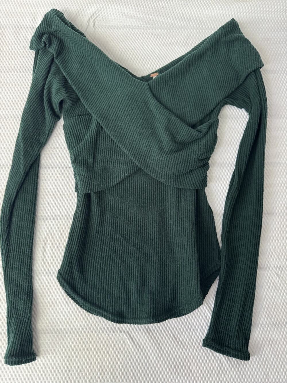 free people top green knit s